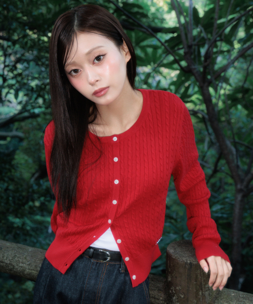 ROSEFRANTZ（ロゼフランツ）の「Cable Knit Basic Cardigan [Rose Red]（カーディガン/ボレロ・レディース・レッド・OS）」の21枚目の写真