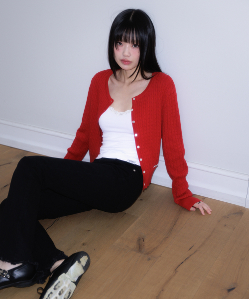 ROSEFRANTZ（ロゼフランツ）の「Cable Knit Basic Cardigan [Rose Red]（カーディガン/ボレロ・レディース・レッド・OS）」の22枚目の写真
