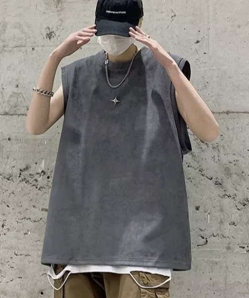 link lot（リンクロット）の「【ブローチ付き】クロスモチーフブローチ付ノースリーブT（Tシャツ/カットソー・メンズ・ダークグレー/ホワイト/ブラック・M/L）」の12枚目の写真