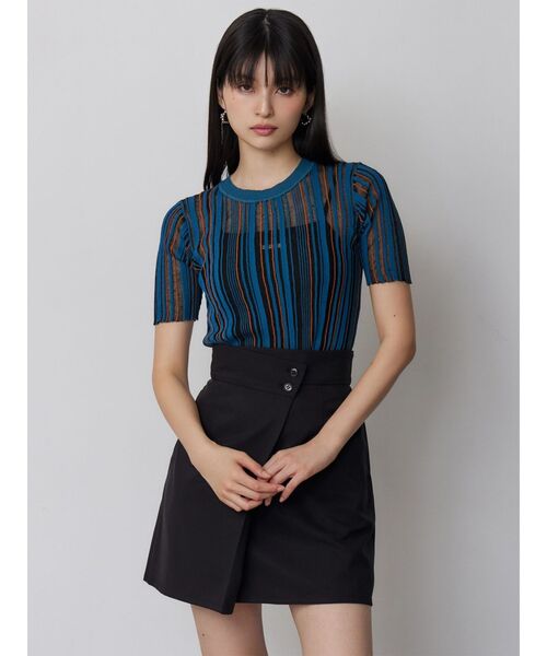 MURUA(ムルーア)の「【接触冷感】ラップライクミニスカート【セットアップ着用可】(スカート・レディース・グレー/ベージュ/ブラック/ブルー・1/2)」の5枚目の写真