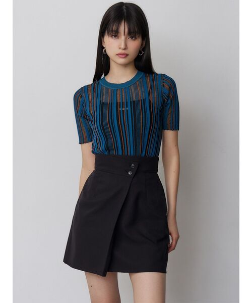 MURUA(ムルーア)の「【接触冷感】ラップライクミニスカート【セットアップ着用可】(スカート・レディース・グレー/ベージュ/ブラック/ブルー・1/2)」の6枚目の写真