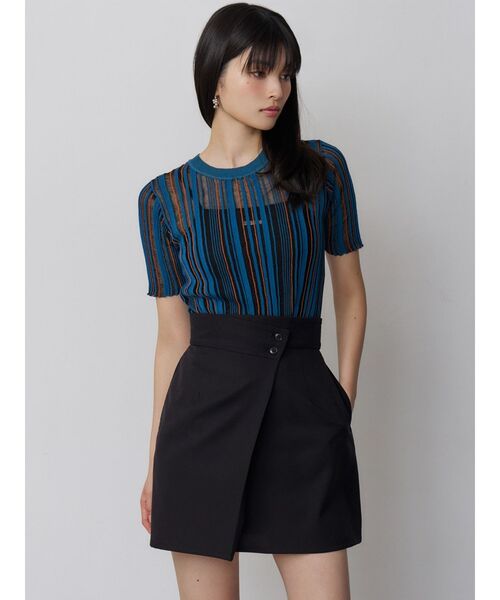 MURUA(ムルーア)の「【接触冷感】ラップライクミニスカート【セットアップ着用可】(スカート・レディース・グレー/ベージュ/ブラック/ブルー・1/2)」の7枚目の写真