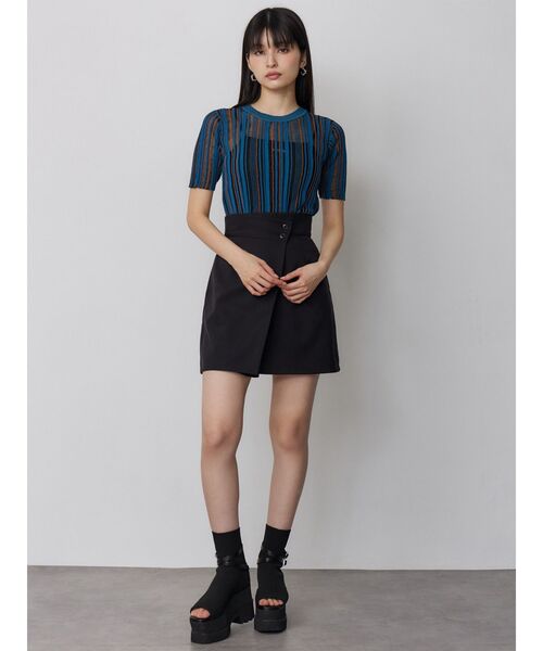 MURUA(ムルーア)の「【接触冷感】ラップライクミニスカート【セットアップ着用可】(スカート・レディース・グレー/ベージュ/ブラック/ブルー・1/2)」の10枚目の写真