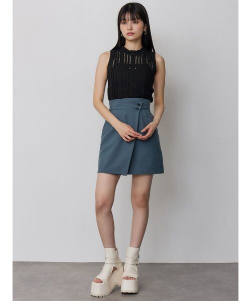 MURUA(ムルーア)の「【接触冷感】ラップライクミニスカート【セットアップ着用可】(スカート・レディース・グレー/ベージュ/ブラック/ブルー・1/2)」の22枚目の写真