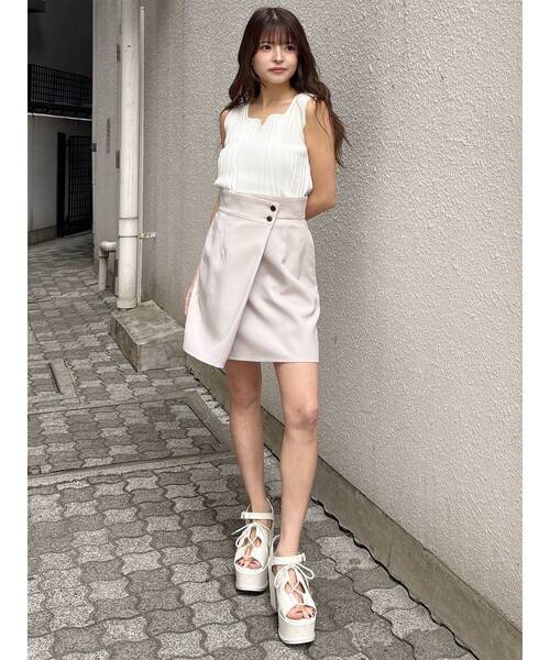 MURUA(ムルーア)の「【接触冷感】ラップライクミニスカート【セットアップ着用可】 夏服(スカート・レディース・グレー/ベージュ/ブラック/ブルー・1/2)」の19枚目の写真