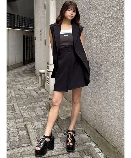 MURUA(ムルーア)の「【接触冷感】ラップライクミニスカート【セットアップ着用可】 夏服(スカート・レディース・グレー/ベージュ/ブラック/ブルー・1/2)」の22枚目の写真