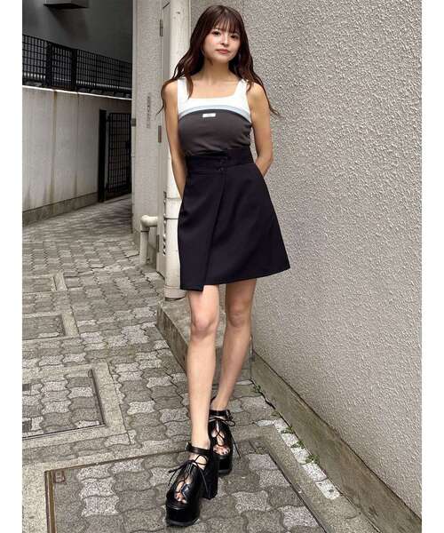 MURUA(ムルーア)の「【接触冷感】ラップライクミニスカート【セットアップ着用可】 夏服(スカート・レディース・グレー/ベージュ/ブラック/ブルー・1/2)」の13枚目の写真