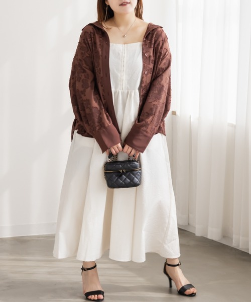 CLETTE（クレット）の「CLETTEオリジナルニュアンスジャガードシャツ（シャツ/ブラウス・レディース・オフホワイト/イエロー/ブラウン・4L/3L/LL）」の10枚目の写真