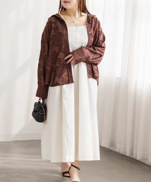 CLETTE（クレット）の「CLETTEオリジナルニュアンスジャガードシャツ（シャツ/ブラウス・レディース・オフホワイト/イエロー/ブラウン・4L/3L/LL）」の9枚目の写真