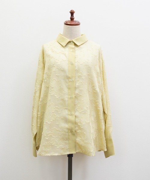CLETTE（クレット）の「CLETTEオリジナルニュアンスジャガードシャツ（シャツ/ブラウス・レディース・オフホワイト/イエロー/ブラウン・4L/3L/LL）」の15枚目の写真