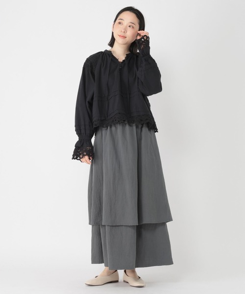 studio CLIP(スタディオクリップ)の「【Limited Line】バテンレースギャザーブラウス(シャツ/ブラウス・レディース・ブラック/ベージュ・FREE)」の7枚目の写真