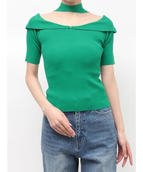 MERCURYDUO（マーキュリーデュオ）の「2wayチョーカーネックニット（ニット/セーター・レディース・ブラック/ライトブルー/グリーン・FREE）」の2枚目の写真