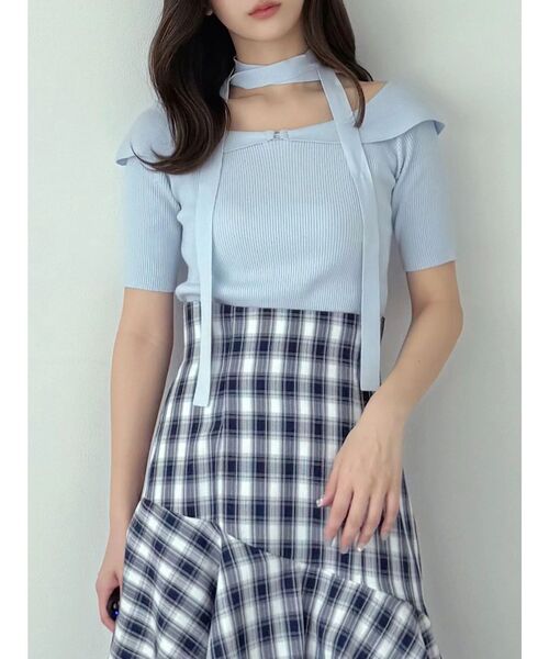 MERCURYDUO(マーキュリーデュオ)の「2wayチョーカーネックニット(ニット/セーター・レディース・ブラック/ライトブルー/グリーン・FREE)」の6枚目の写真