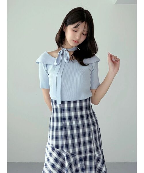 MERCURYDUO(マーキュリーデュオ)の「2wayチョーカーネックニット(ニット/セーター・レディース・ブラック/ライトブルー/グリーン・FREE)」の7枚目の写真