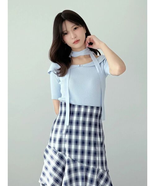 MERCURYDUO(マーキュリーデュオ)の「2wayチョーカーネックニット(ニット/セーター・レディース・ブラック/ライトブルー/グリーン・FREE)」の8枚目の写真
