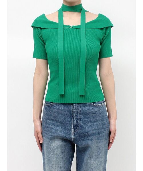 MERCURYDUO（マーキュリーデュオ）の「2wayチョーカーネックニット（ニット/セーター・レディース・ブラック/ライトブルー/グリーン・FREE）」の12枚目の写真