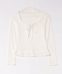 ガーリー リボン長袖Tシャツ