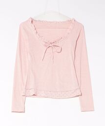 ガーリー リボン長袖Tシャツ