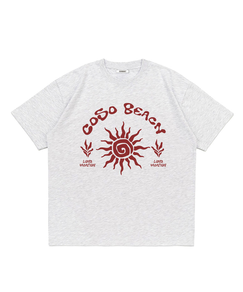 COSO(コソ)の「CCビーチアートワーク半袖Tシャツ(6色)(Tシャツ/カットソー・レディース・ホワイト/ライトグレー/ネイビー/バーガンディー/グレー/ブラック・SMALL/MEDIUM/LARGE)」の3枚目の写真