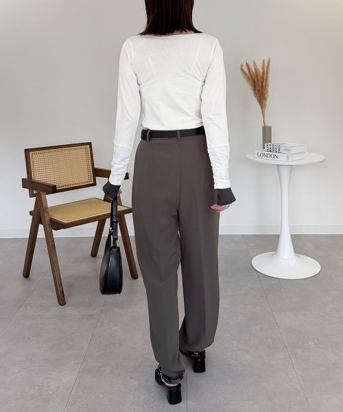 RCD(アールシーディー)の「フェイクレイヤードロングTシャツ(Tシャツ/カットソー・レディース・ワインレッド/ホワイト/モカ/チャコールグレー/杢グレー/ブラック/ブルーグリーン/カーキ/ネイビー/ロイヤルブルー・L/M/LL)」の20枚目の写真