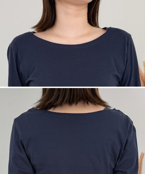 RCD(アールシーディー)の「フェイクレイヤードロングTシャツ(Tシャツ/カットソー・レディース・ワインレッド/ホワイト/モカ/チャコールグレー/杢グレー/ブラック/ブルーグリーン/カーキ/ネイビー/ロイヤルブルー・L/M/LL)」の16枚目の写真