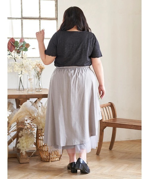 Re-J&SUPURE(リジェイアンドスプル)の「【大きいサイズ】【Kannaコラボ】プリーツ×チュールラッフルスカート(スカート・レディース・ブラック/グレー・XXXX-LARGE/XXX-LARGE/XX-LARGE)」の16枚目の写真