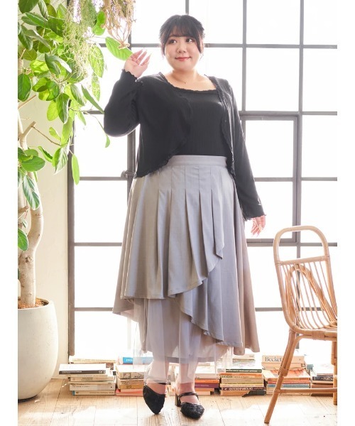 Re-J&SUPURE(リジェイアンドスプル)の「【大きいサイズ】【Kannaコラボ】プリーツ×チュールラッフルスカート(スカート・レディース・ブラック/グレー・XXXX-LARGE/XXX-LARGE/XX-LARGE)」の18枚目の写真