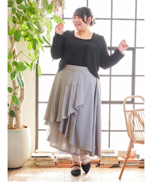 Re-J&SUPURE(リジェイアンドスプル)の「【大きいサイズ】【Kannaコラボ】プリーツ×チュールラッフルスカート(スカート・レディース・ブラック/グレー・XXXX-LARGE/XXX-LARGE/XX-LARGE)」の19枚目の写真
