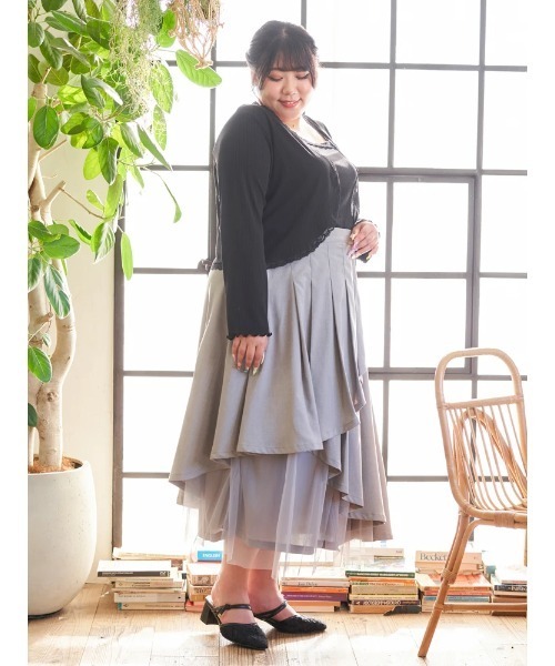 Re-J&SUPURE(リジェイアンドスプル)の「【大きいサイズ】【Kannaコラボ】プリーツ×チュールラッフルスカート(スカート・レディース・ブラック/グレー・XXXX-LARGE/XXX-LARGE/XX-LARGE)」の20枚目の写真
