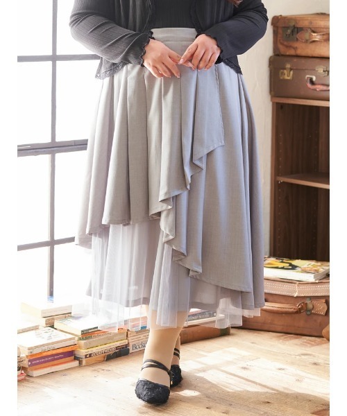 Re-J&SUPURE(リジェイアンドスプル)の「【大きいサイズ】【Kannaコラボ】プリーツ×チュールラッフルスカート(スカート・レディース・ブラック/グレー・XXXX-LARGE/XXX-LARGE/XX-LARGE)」の22枚目の写真