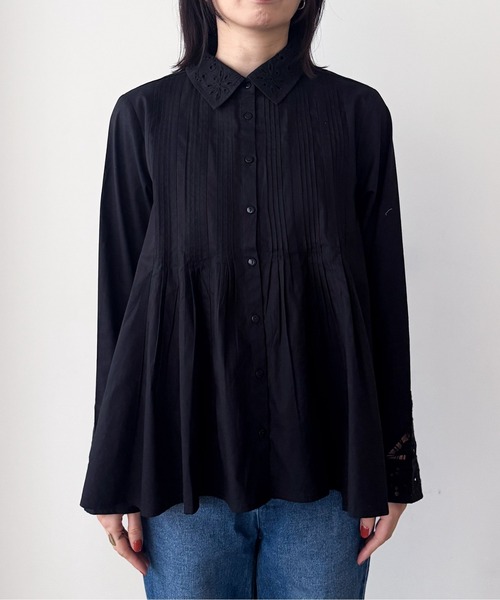 Pqran(クラン)の「カットワーク刺繍BL(シャツ/ブラウス・レディース・ブラック/オフホワイト・FREE)」の20枚目の写真