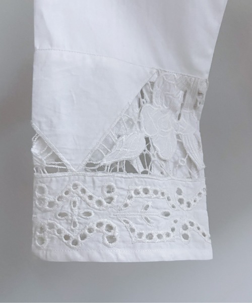 Pqran(クラン)の「カットワーク刺繍BL(シャツ/ブラウス・レディース・ブラック/オフホワイト・FREE)」の14枚目の写真