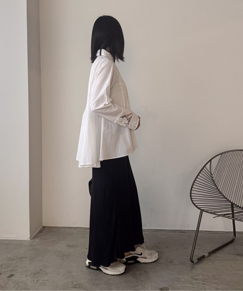 Pqran(クラン)の「カットワーク刺繍BL(シャツ/ブラウス・レディース・ブラック/オフホワイト・FREE)」の7枚目の写真