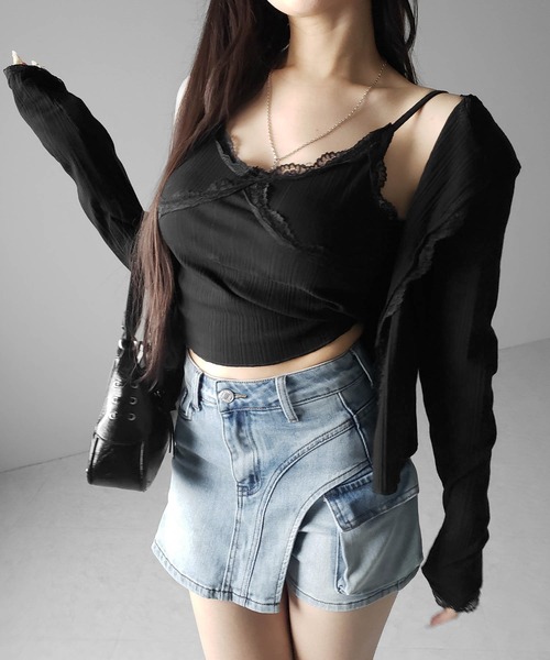 me+em select(ミームセレクト)の「※※【 2color / 4size 】カーゴポケットレイヤードデニムミニスカパン / cargo pocket layered denim mini skirt pants(デニムパンツ・レディース・ブルー/ブラック・MEDIUM/SMALL/X-LARGE/LARGE)」の20枚目の写真