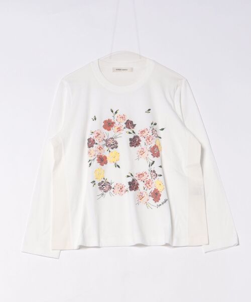 SUPER HAKKA(スーパーハッカ)の「ブロッサムリングカラー発泡プリントカットソー(Tシャツ/カットソー・レディース・オフホワイト/ブルー/チャコール・FREE)」の1枚目の写真