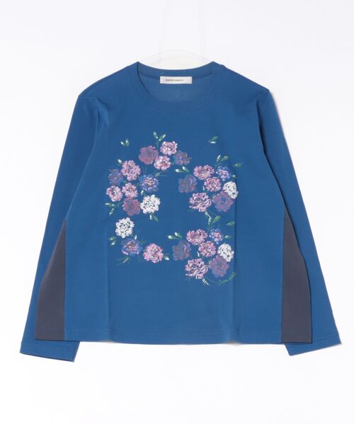 SUPER HAKKA(スーパーハッカ)の「ブロッサムリングカラー発泡プリントカットソー(Tシャツ/カットソー・レディース・オフホワイト/ブルー/チャコール・FREE)」の3枚目の写真