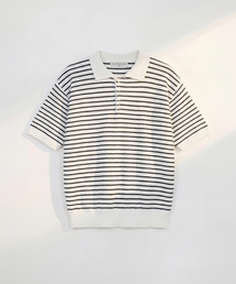 FLAWSROOM（フローズルーム）の「Pure Cotton Collar Knit STRIPE IVORY（ニット/セーター）」
