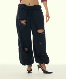 STITCHED BOLD LOGO SWEAT PANTS_BLACK