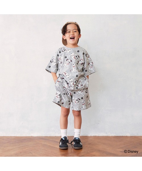 Fluffy BROTHERS（フラッフィーブラザーズ）の「【Disney】総柄セットアップ（Tシャツ/カットソー・キッズ・エメラルド/グレー・110/120/130/140）」の2枚目の写真