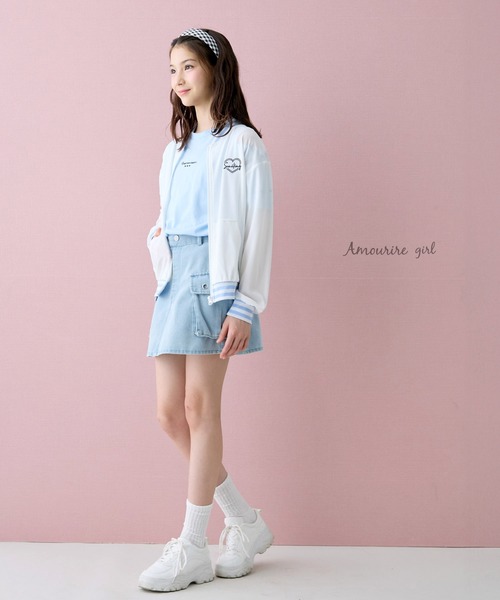 Amourire girl(アムリールガール)の「配色ライン ジップアップ ブルゾン パーカー 3色展開(UV対策/紫外線対策)(パーカー・キッズ・ライトパープル/ホワイト/ブラック・150cm/140cm/130cm/160cm)」の20枚目の写真