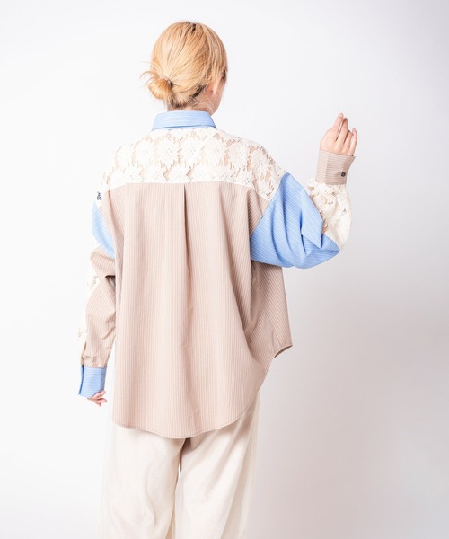 OSMOSIS（オズモーシス）の「レース切替シャツブラウス（シャツ/ブラウス・レディース・ベージュ/ブルー/アイボリー・ONE SIZE）」の16枚目の写真