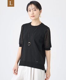 【L】【カタログ掲載・ウォッシャブル】クロッシングメッシュニットプルオーバー