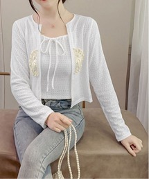 ＆soiree（アンドソワレ）の「モチーフ付き透かし編みアンサンブル（アンサンブル）」