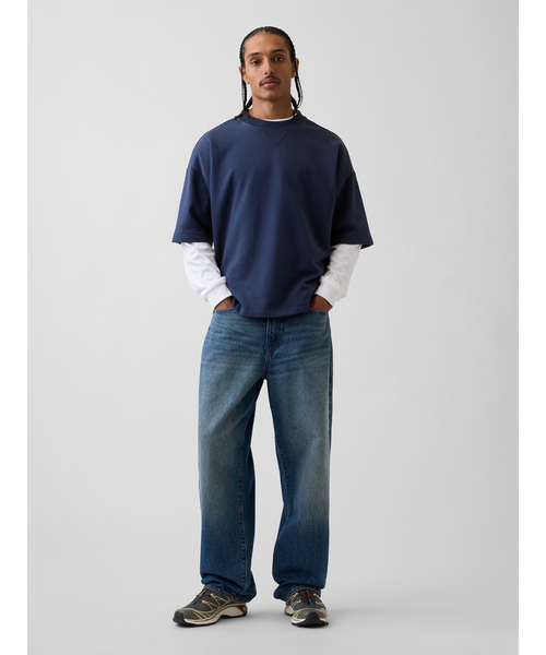 GAP(ギャップ)の「ヘビーウェイト フレンチテリー オーバーサイズ スウェットシャツ(スウェット・メンズ・アイボリー/ブラック/グリーン/ネイビー・XS/S/M/L/XL)」の6枚目の写真