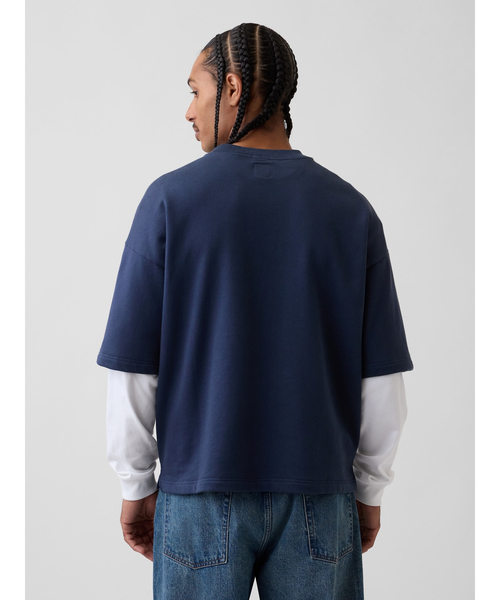 GAP(ギャップ)の「ヘビーウェイト フレンチテリー オーバーサイズ スウェットシャツ(スウェット・メンズ・アイボリー/ブラック/グリーン/ネイビー・XS/S/M/L/XL)」の12枚目の写真