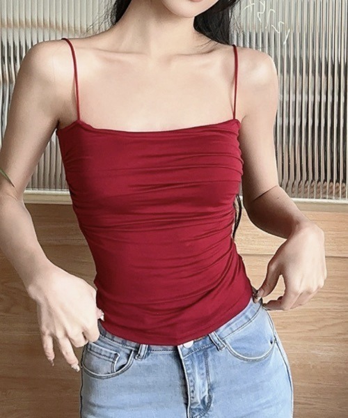 MASHIRO(マシロ)の「【MASHIRO】サイドギャザー カラー キャミトップ(MA/EKW152)(キャミソール・レディース・ホワイト/レッド/グレー/ブラック・FREE)」の8枚目の写真