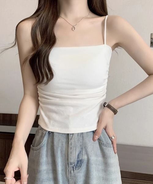 MASHIRO(マシロ)の「【MASHIRO】サイドギャザー カラー キャミトップ(MA/EKW152)(キャミソール・レディース・ホワイト/レッド/グレー/ブラック・FREE)」の12枚目の写真