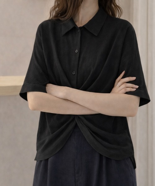 SallyLunn（サリーラン）の「クロスツイストブラウス（シャツ/ブラウス・レディース・ホワイト/ブラック・MEDIUM/LARGE）」の6枚目の写真
