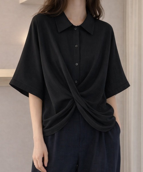 SallyLunn（サリーラン）の「クロスツイストブラウス（シャツ/ブラウス・レディース・ホワイト/ブラック・MEDIUM/LARGE）」の7枚目の写真