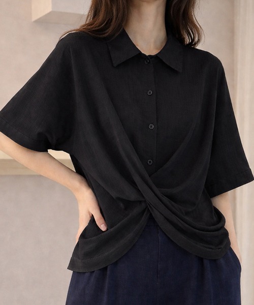 SallyLunn（サリーラン）の「クロスツイストブラウス（シャツ/ブラウス・レディース・ホワイト/ブラック・MEDIUM/LARGE）」の8枚目の写真